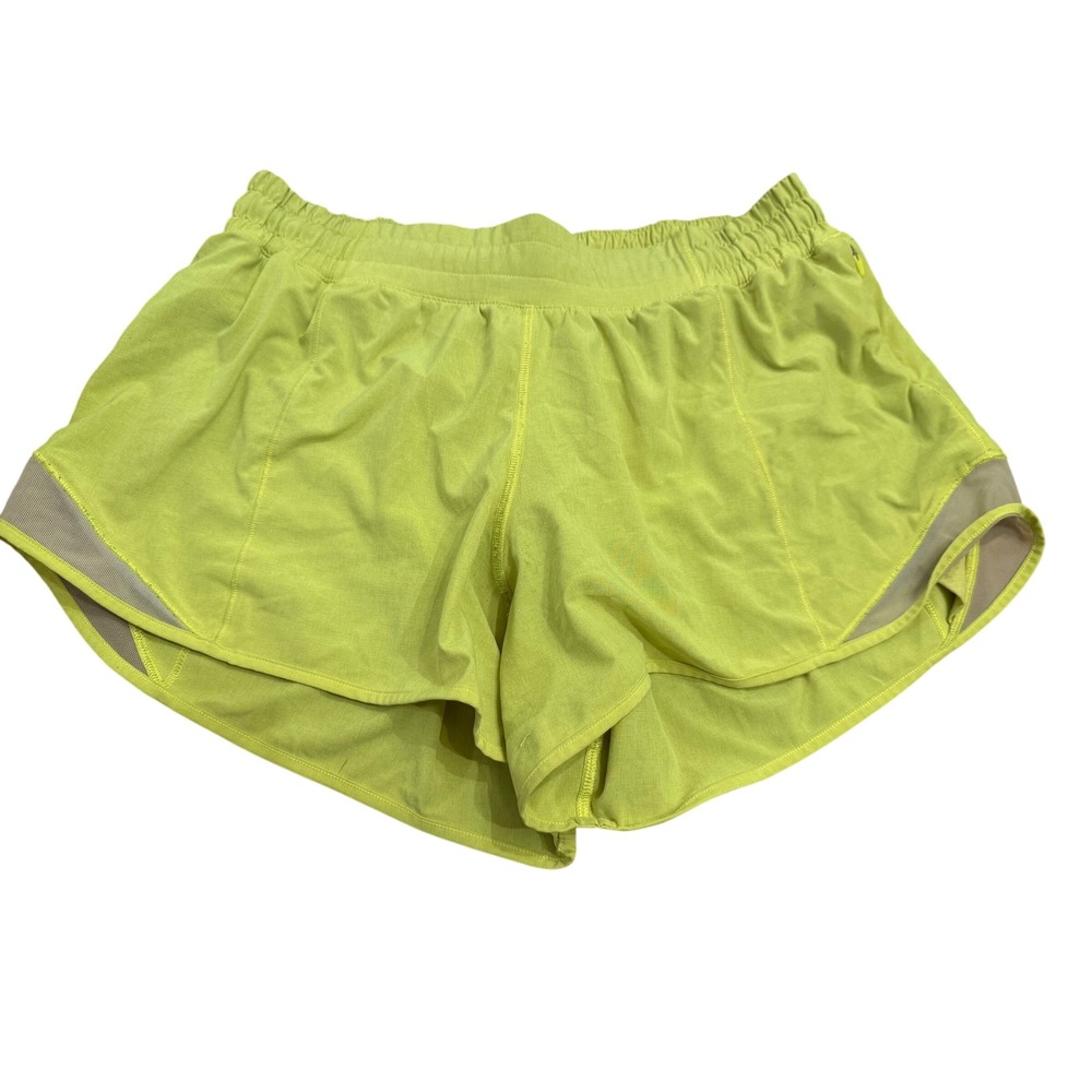 Lululemon Hotty Hot High-Rise Lined Shorts 2.5 Inseam Neon Lime Yellow  8 Tall